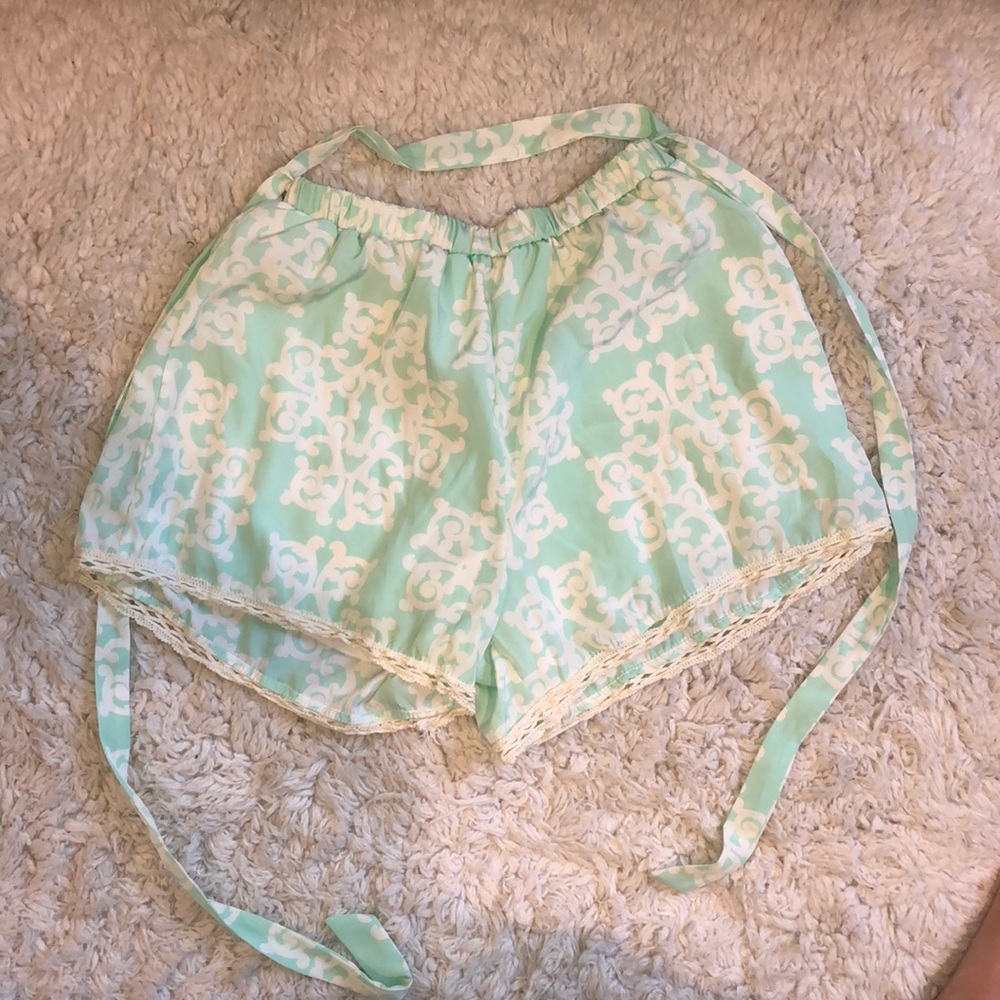 Mint Green Shorts with tie-belt
